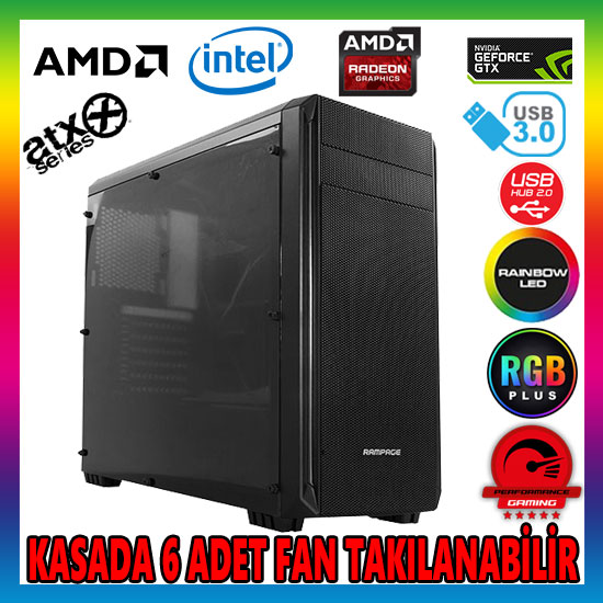 Rampage 66W Mesh Ön Panel Kasa (Fansız)